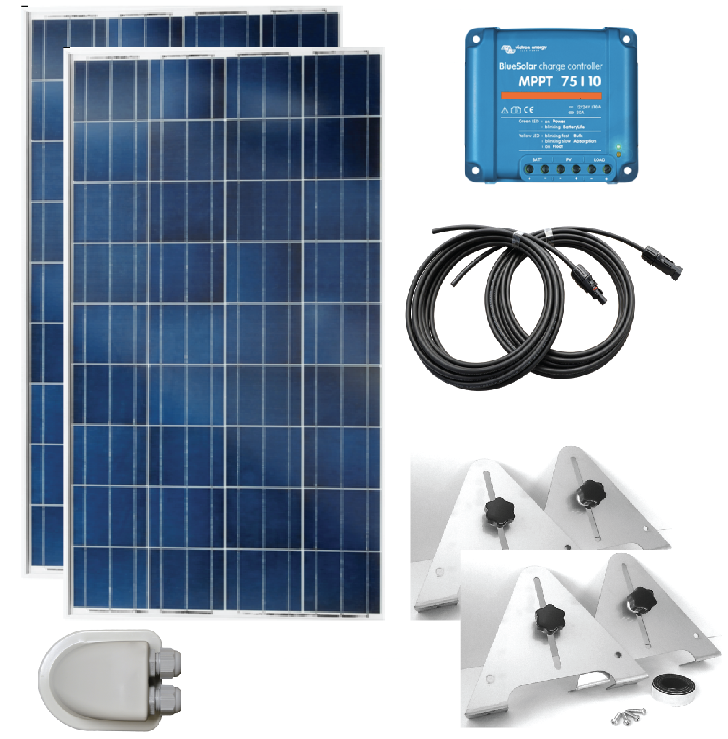 Solar Kit 2 x 115W Poly With Smart MPPT 75/15
